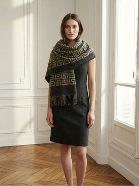 Cream and brown  winter shawl